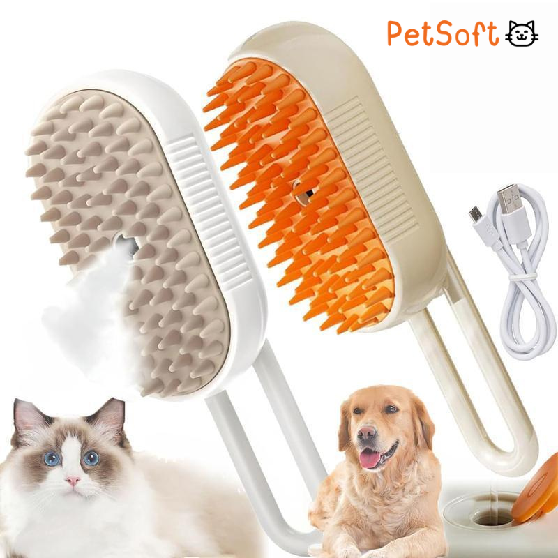 PetSoft 3 in 1 Steam Brush, Comb and Pet Hair Remover
