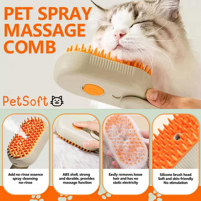 PetSoft 3 in 1 Steam Brush, Comb and Pet Hair Remover