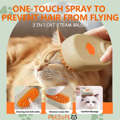 PetSoft 3 in 1 Steam Brush, Comb and Pet Hair Remover